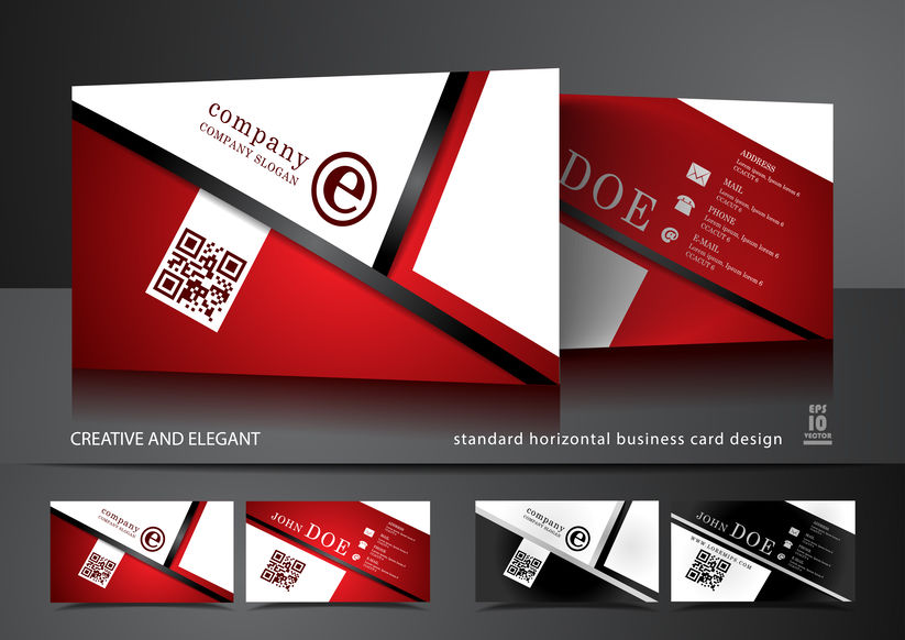 Creative business card design in red and white